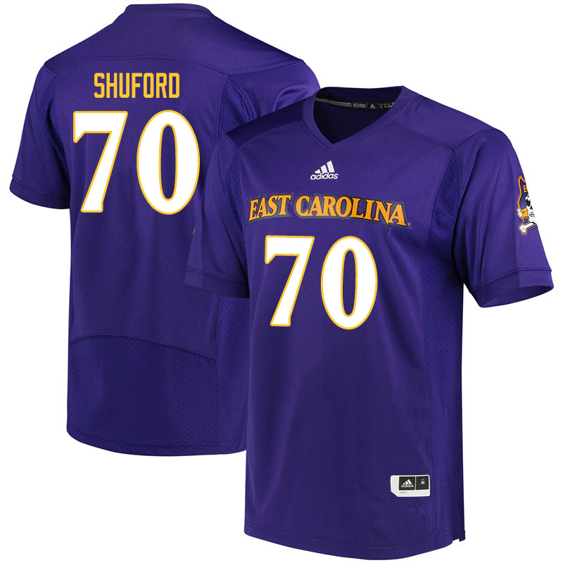 Men #70 Jason Shuford ECU Pirates College Football Jerseys Sale-Purple